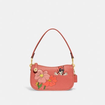 Disney X Coach Swinger 20 In Regenerative Leather With Mickey Mouse And Flowers