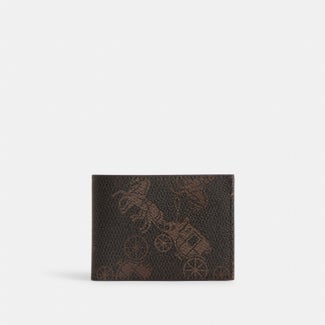 Slim Billfold Wallet With Large Horse And Carriage Print