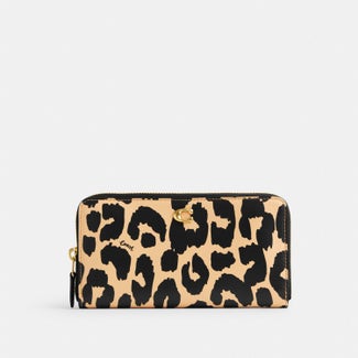 Accordion Zip Wallet With Leopard Print